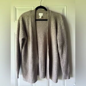 H&M Cozy Ribbed Open Front Wool Blend Cardigan Sweater